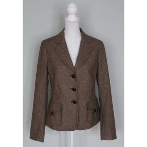 VINCE Virgin Wool Houndstooth Blazer Jacket Brown Academic, Size 12